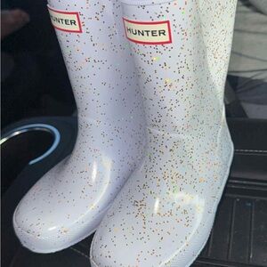 Hunter Sparkling White Rain Boots